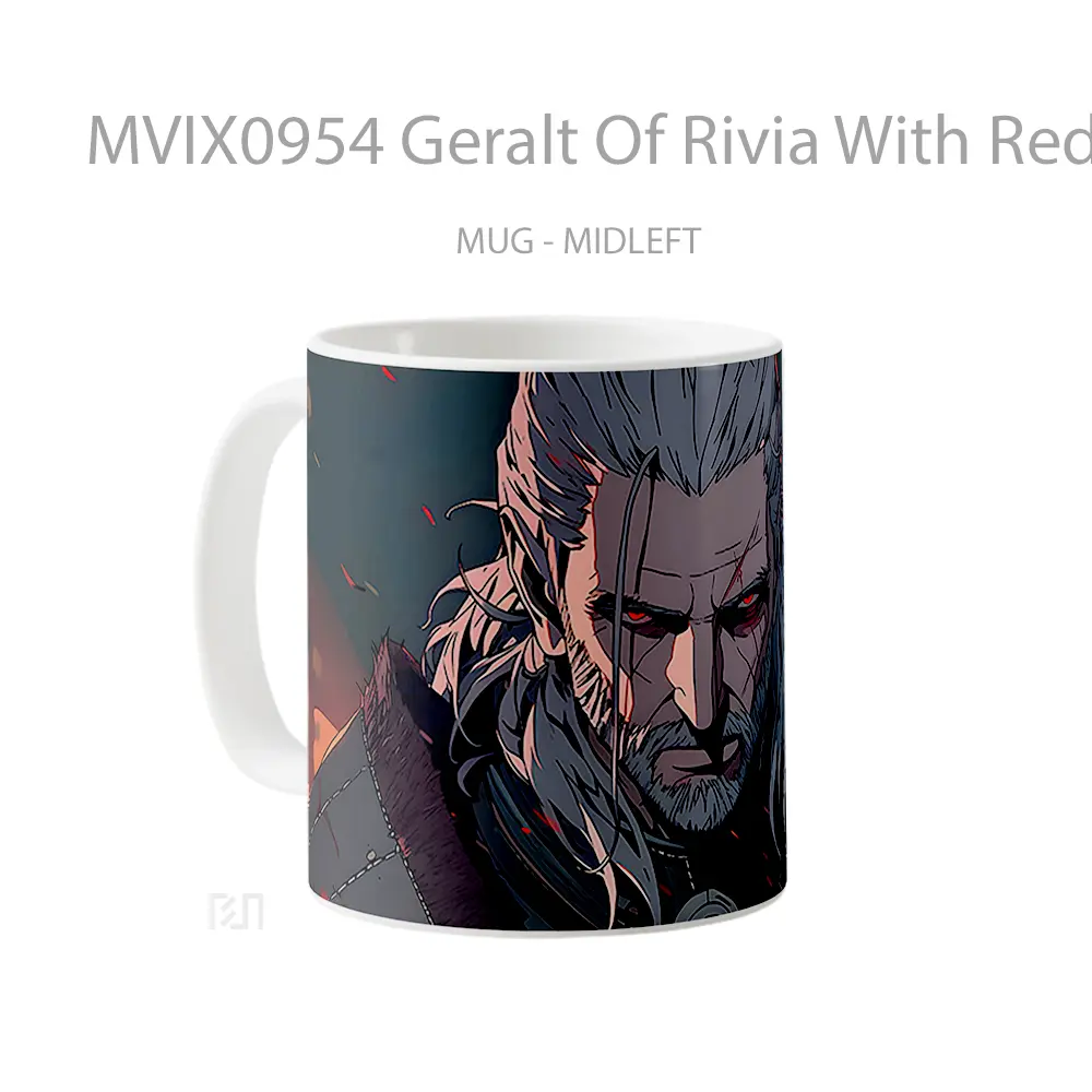 Mug Geralt Of Rivia With Red Eyes Mug Aesthetic Koleksi Spesial - All-side / Desain