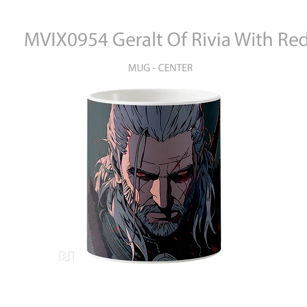 Mug Geralt Of Rivia With Red Eyes Mug Aesthetic Koleksi Spesial