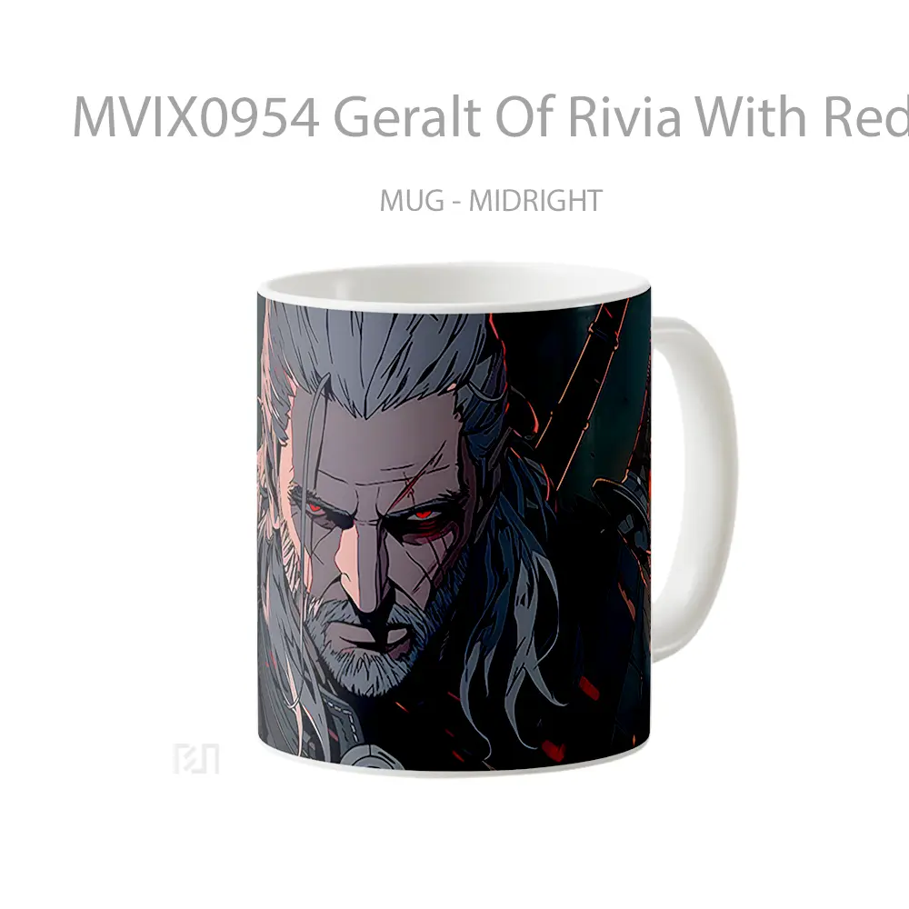 Mug Geralt Of Rivia With Red Eyes Mug Aesthetic Koleksi Spesial - All-side / Desain
