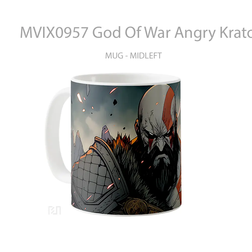Mug God Of War Angry Kratos Mug Aesthetic Koleksi Spesial - All-side / Desain