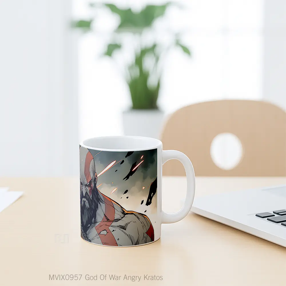 Mug God Of War Angry Kratos Mug Aesthetic Koleksi Spesial - All-side / Desain