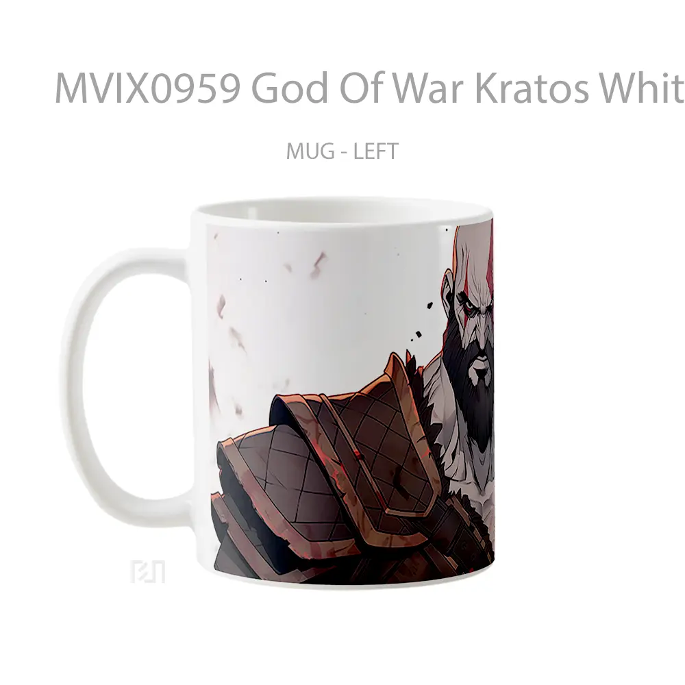 Mug God Of War Kratos White Mug Aesthetic Koleksi Spesial - All-side / Desain