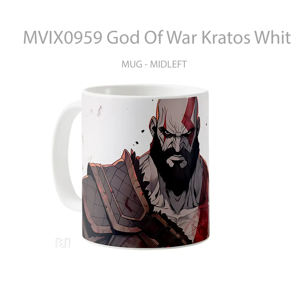 Mug God Of War Kratos White Mug Aesthetic Koleksi Spesial - All-side / Desain