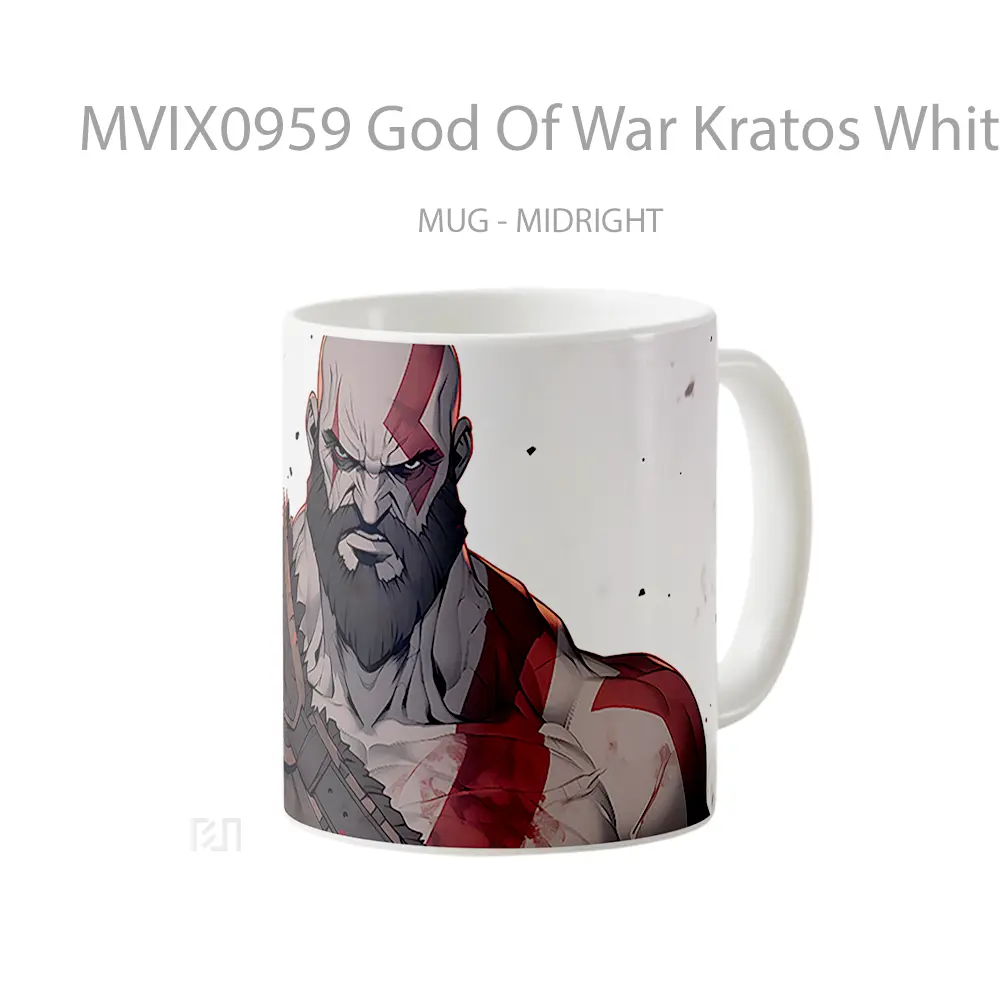Mug God Of War Kratos White Mug Aesthetic Koleksi Spesial - All-side / Desain