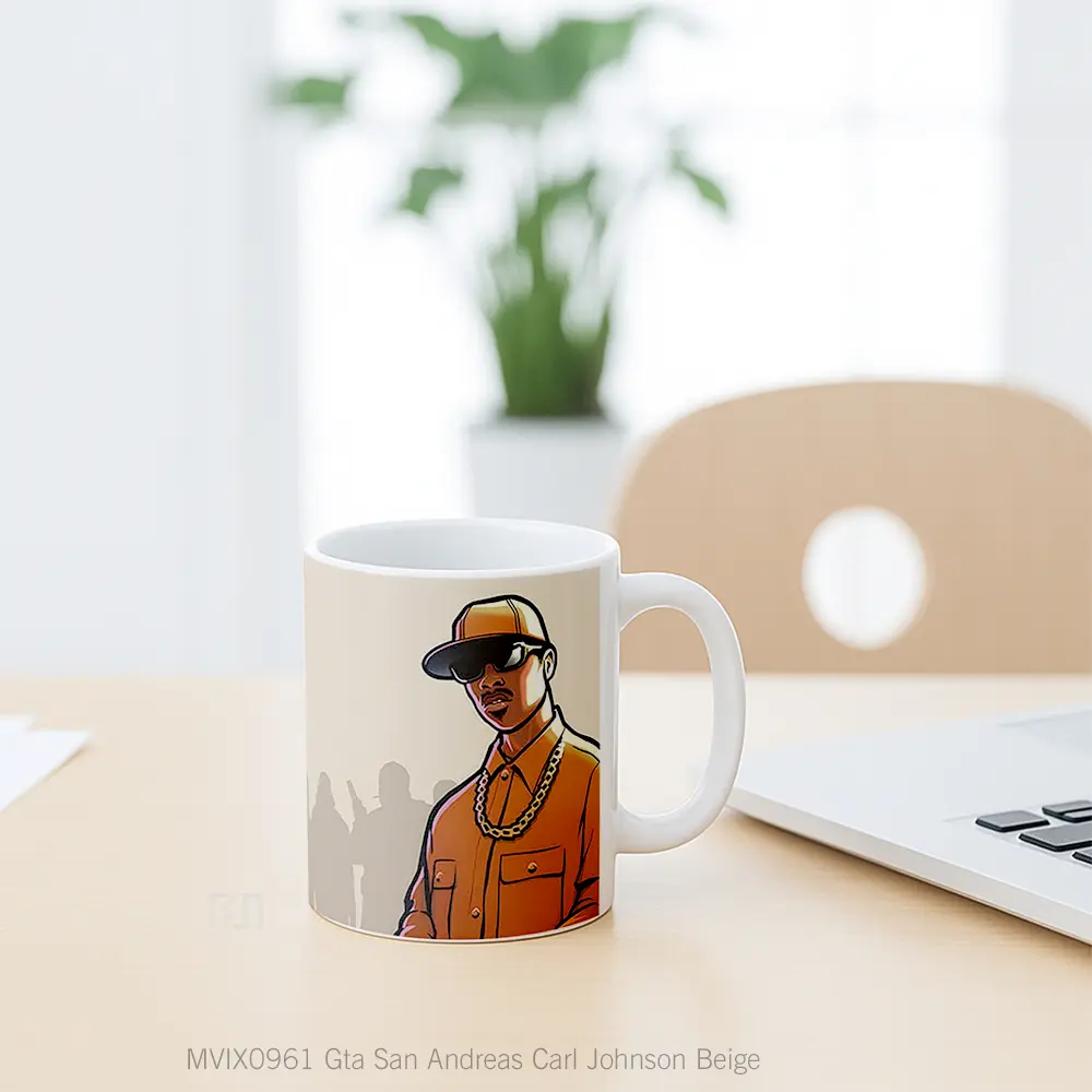 Mug Gta San Andreas Carl Johnson Beige Mug Aesthetic Koleksi Spesial - All-side / Desain