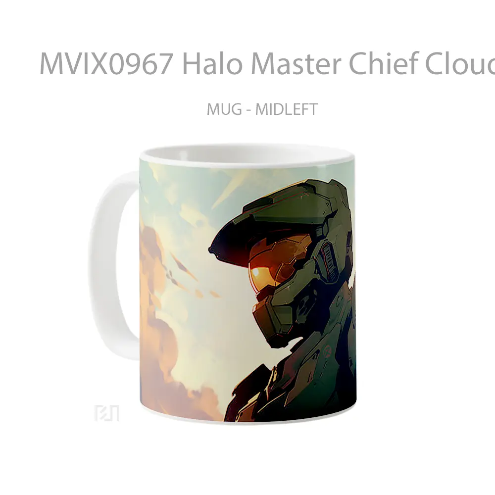 Mug Halo Master Chief Clouds Hadiah Lucu dan Menarik - All-side / Desain