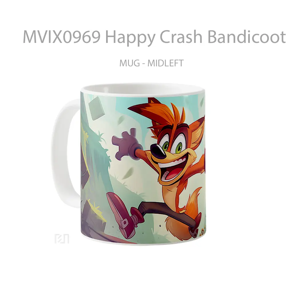 Mug Happy Crash Bandicoot Merchandise Game Favorit - All-side / Desain