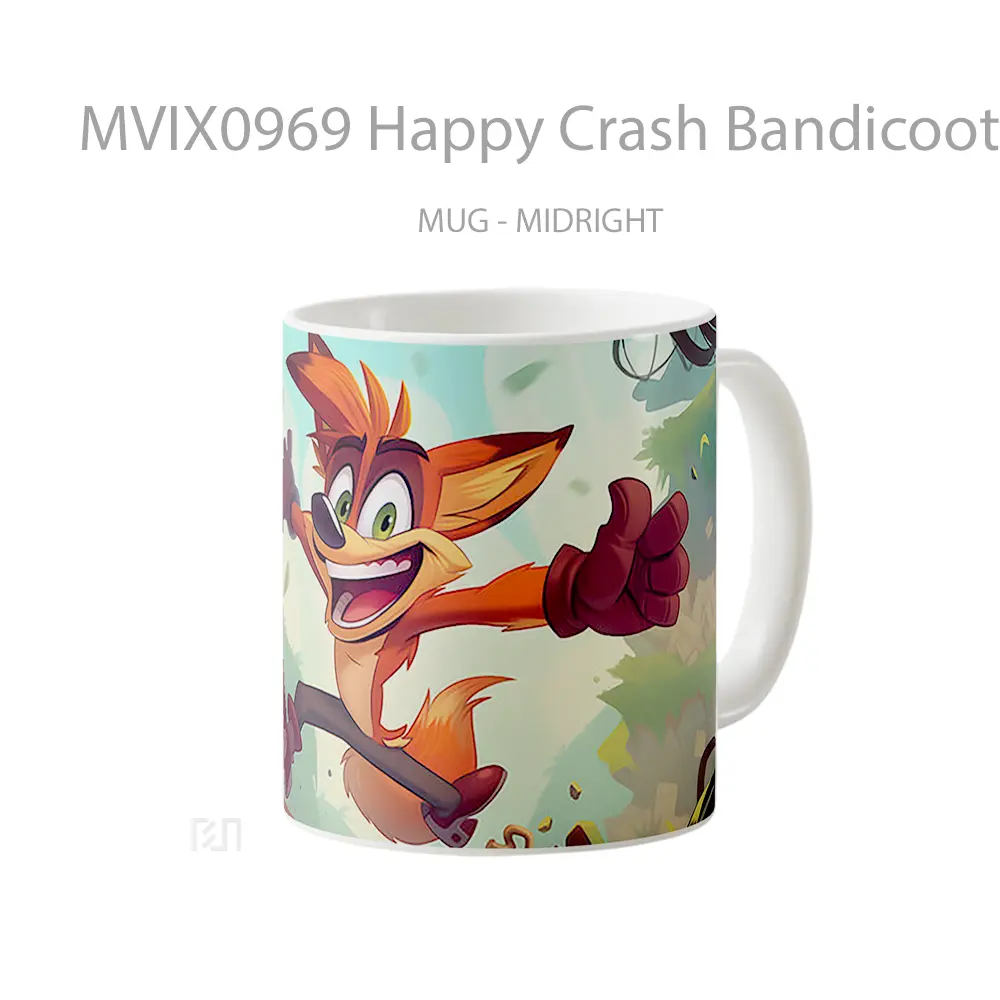 Mug Happy Crash Bandicoot Merchandise Game Favorit - All-side / Desain
