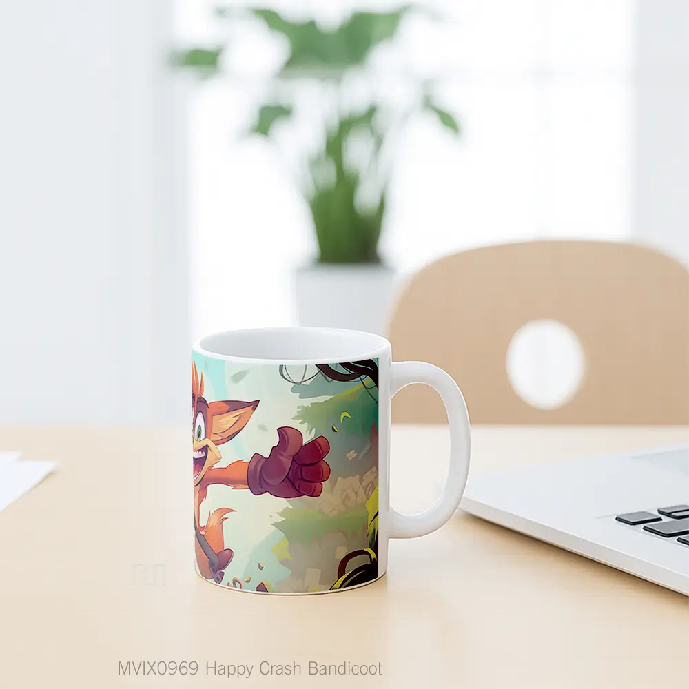 Mug Happy Crash Bandicoot Merchandise Game Favorit - All-side / Desain