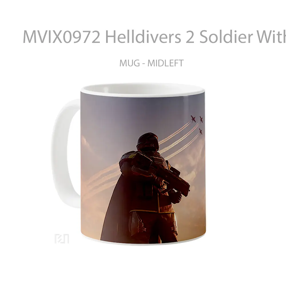 Mug Helldivers 2 Soldier With Gun Koleksi Mug Limited Edition - All-side / Desain