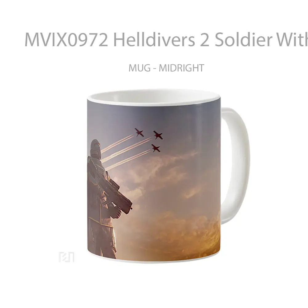 Mug Helldivers 2 Soldier With Gun Koleksi Mug Limited Edition - All-side / Desain