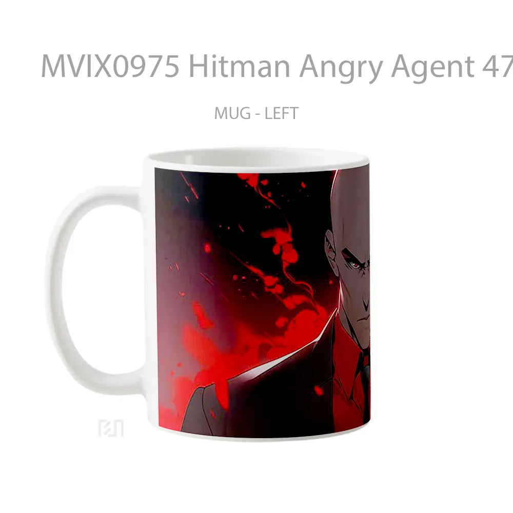 Mug Hitman Angry Agent 47 Dark Red Mug Aesthetic Koleksi Spesial - All-side / Desain