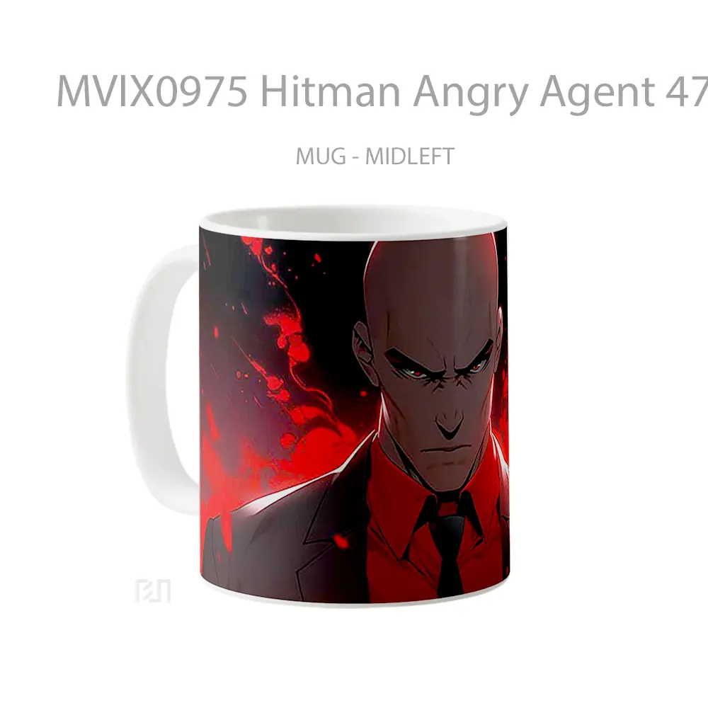 Mug Hitman Angry Agent 47 Dark Red Mug Aesthetic Koleksi Spesial - All-side / Desain
