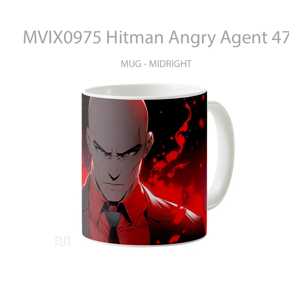 Mug Hitman Angry Agent 47 Dark Red Mug Aesthetic Koleksi Spesial - All-side / Desain