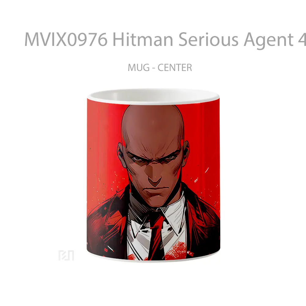 Mug Hitman Serious Agent 47 Red Gelas Keramik Desain Unik