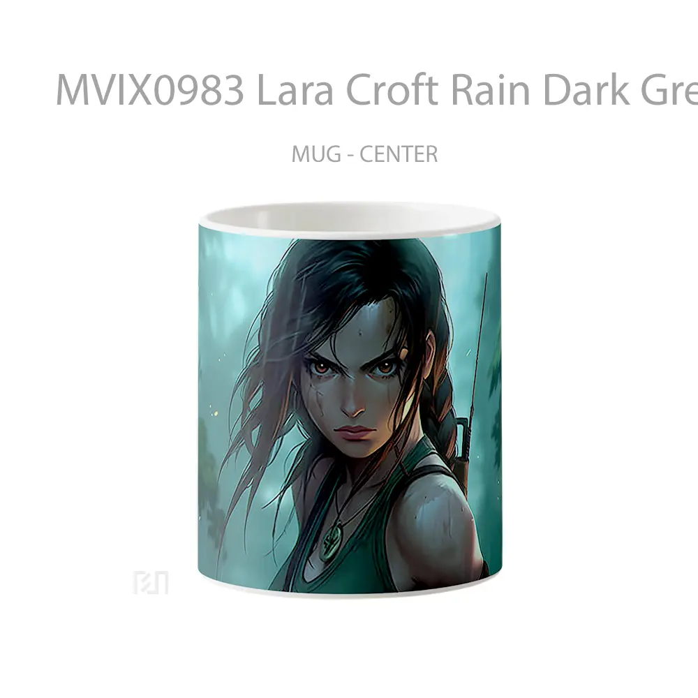Mug Lara Croft Rain Dark Green Mug Aesthetic Koleksi Spesial