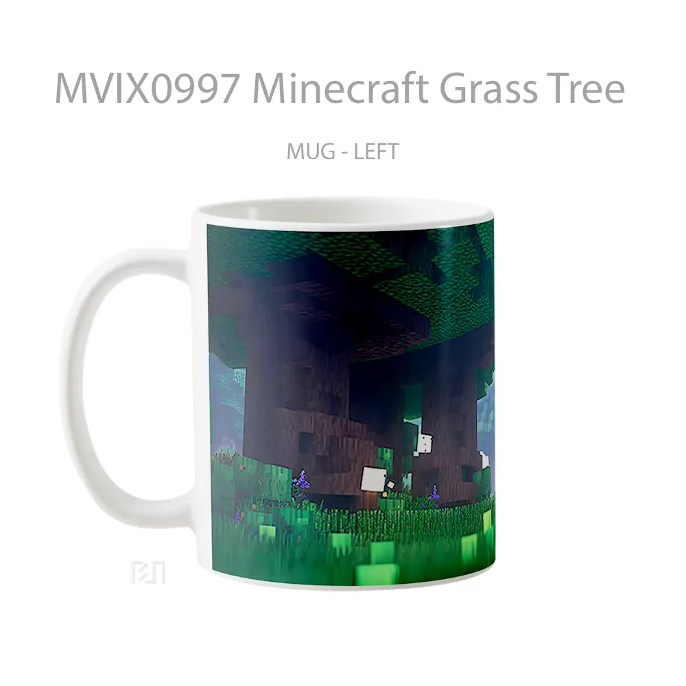 Mug Minecraft Grass Tree Hadiah Unik Pecinta Game - All-side / Desain