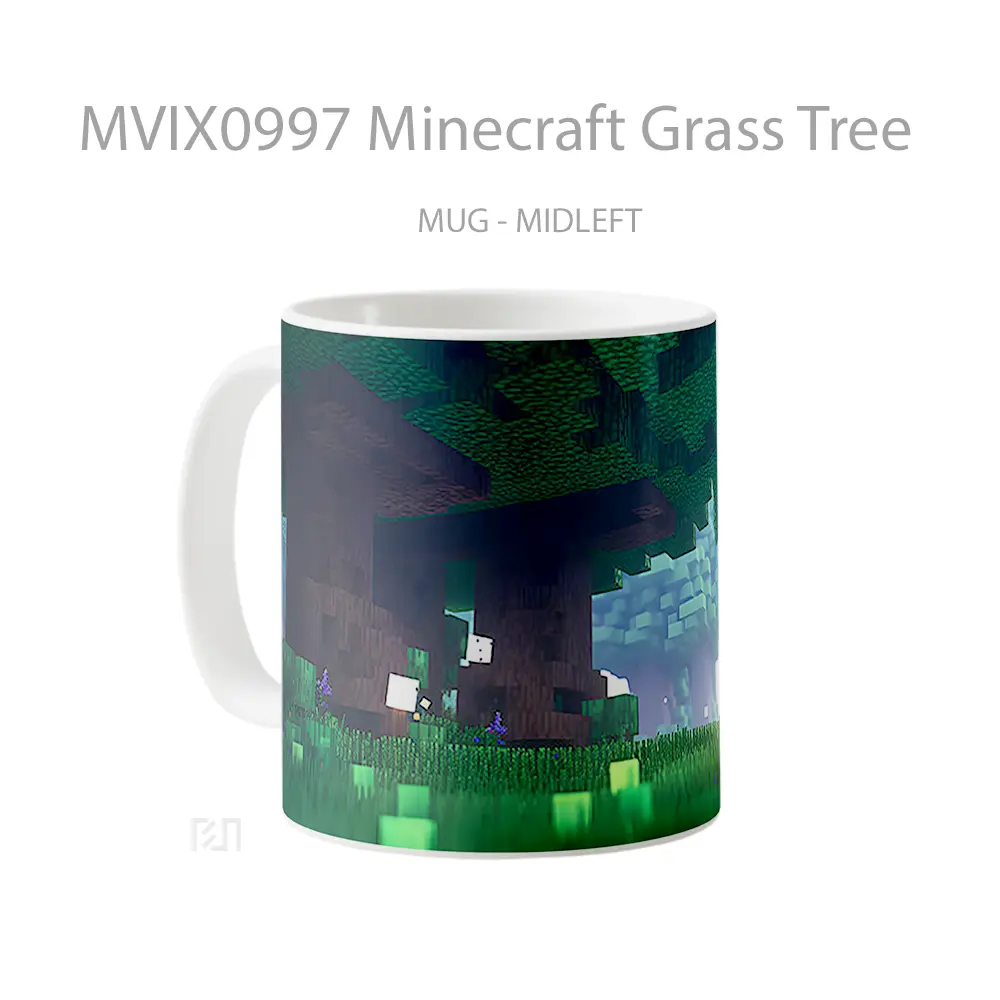 Mug Minecraft Grass Tree Hadiah Unik Pecinta Game - All-side / Desain