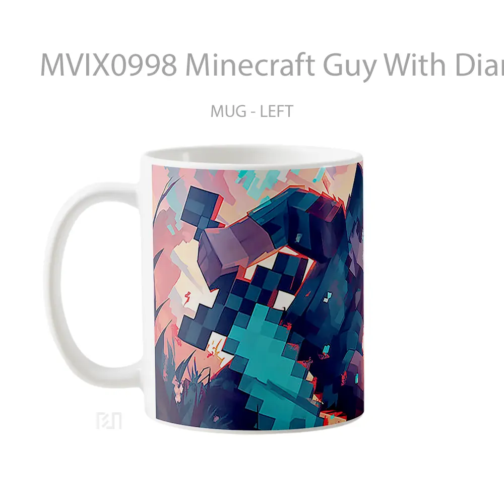 Mug Minecraft Guy With Diamond Sword Hadiah Unik Pecinta Game - All-side / Desain