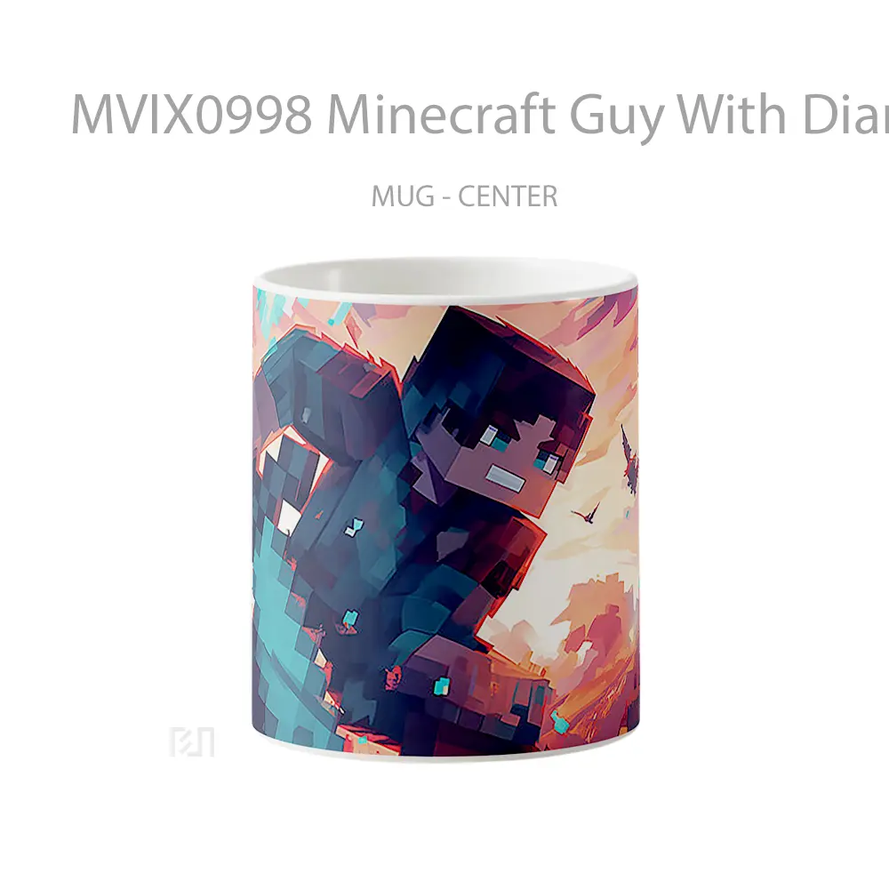 Mug Minecraft Guy With Diamond Sword Hadiah Unik Pecinta Game