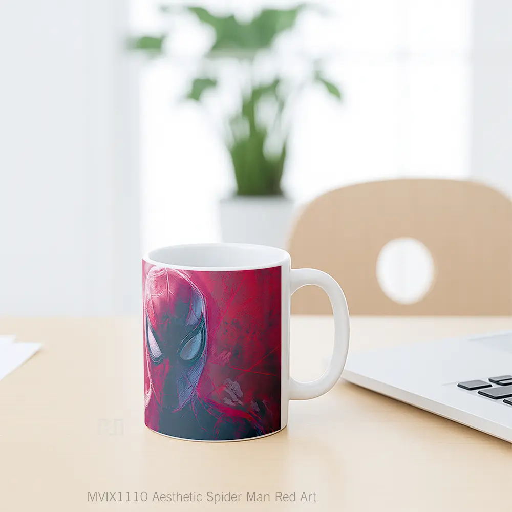 Mug Aesthetic Spider Man Red Art Mug Aesthetic Koleksi Spesial - All-side / Desain