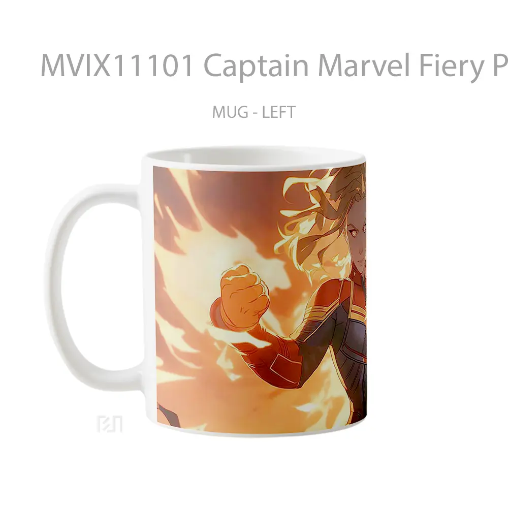 Mug Captain Marvel Fiery Power Epic Pc Hadiah Spesial Fans Superhero - All-side / Desain