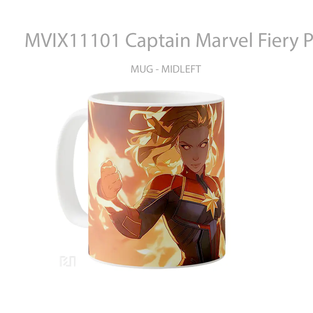 Mug Captain Marvel Fiery Power Epic Pc Hadiah Spesial Fans Superhero - All-side / Desain