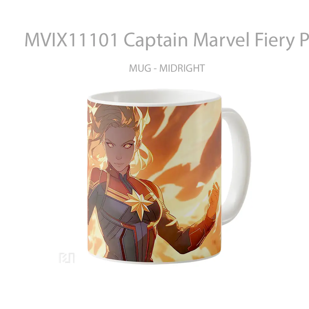 Mug Captain Marvel Fiery Power Epic Pc Hadiah Spesial Fans Superhero - All-side / Desain