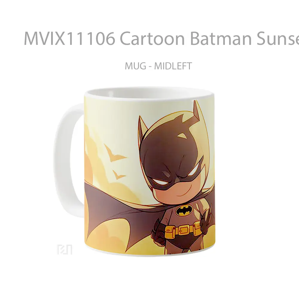 Mug Cartoon Batman Sunset Scene Gelas Keramik Koleksi Superhero - All-side / Desain
