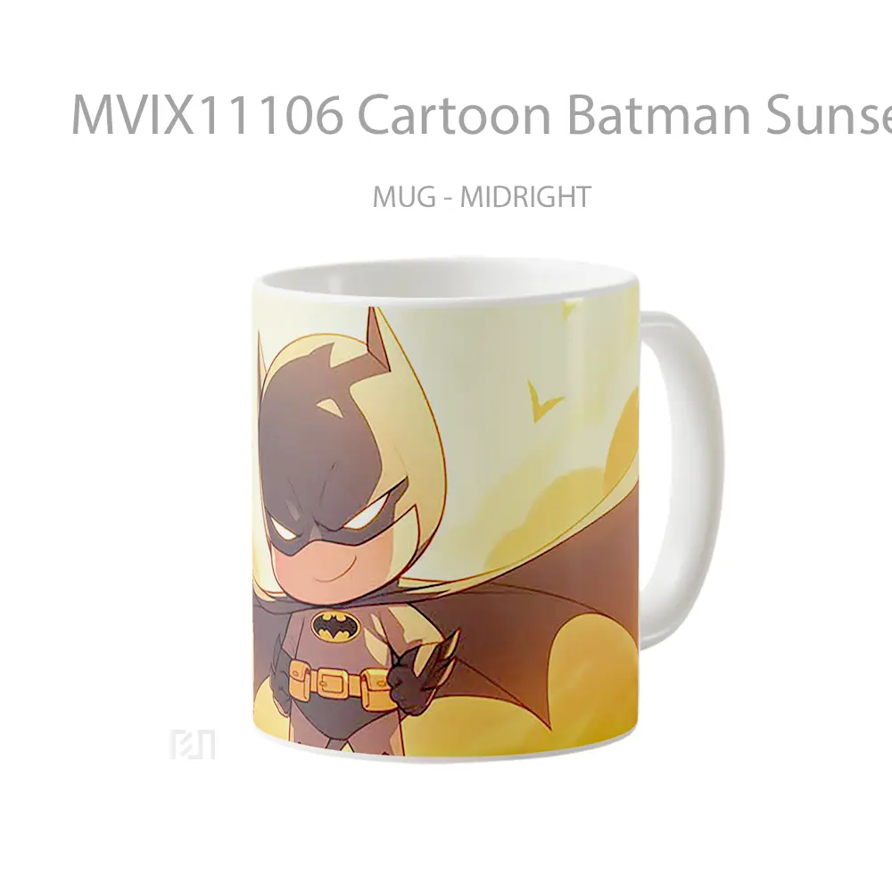Mug Cartoon Batman Sunset Scene Gelas Keramik Koleksi Superhero - All-side / Desain