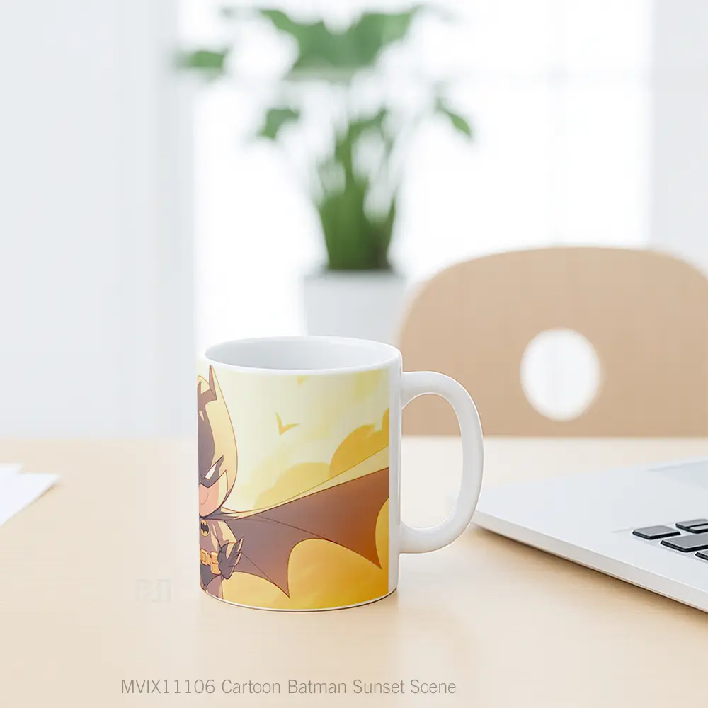 Mug Cartoon Batman Sunset Scene Gelas Keramik Koleksi Superhero - All-side / Desain