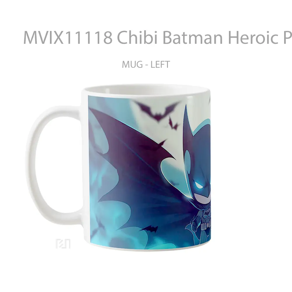Mug Chibi Batman Heroic Pose Gelas Keramik Koleksi Anime - All-side / Desain