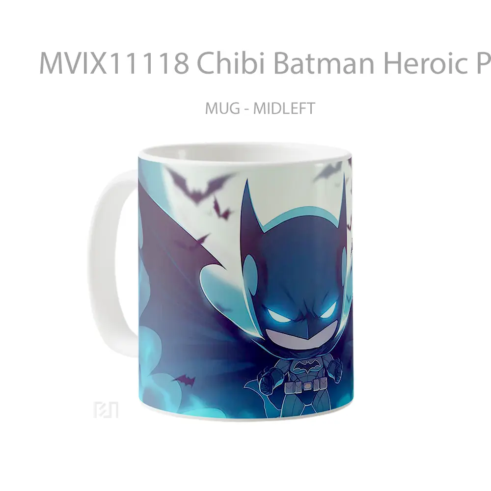 Mug Chibi Batman Heroic Pose Gelas Keramik Koleksi Anime - All-side / Desain