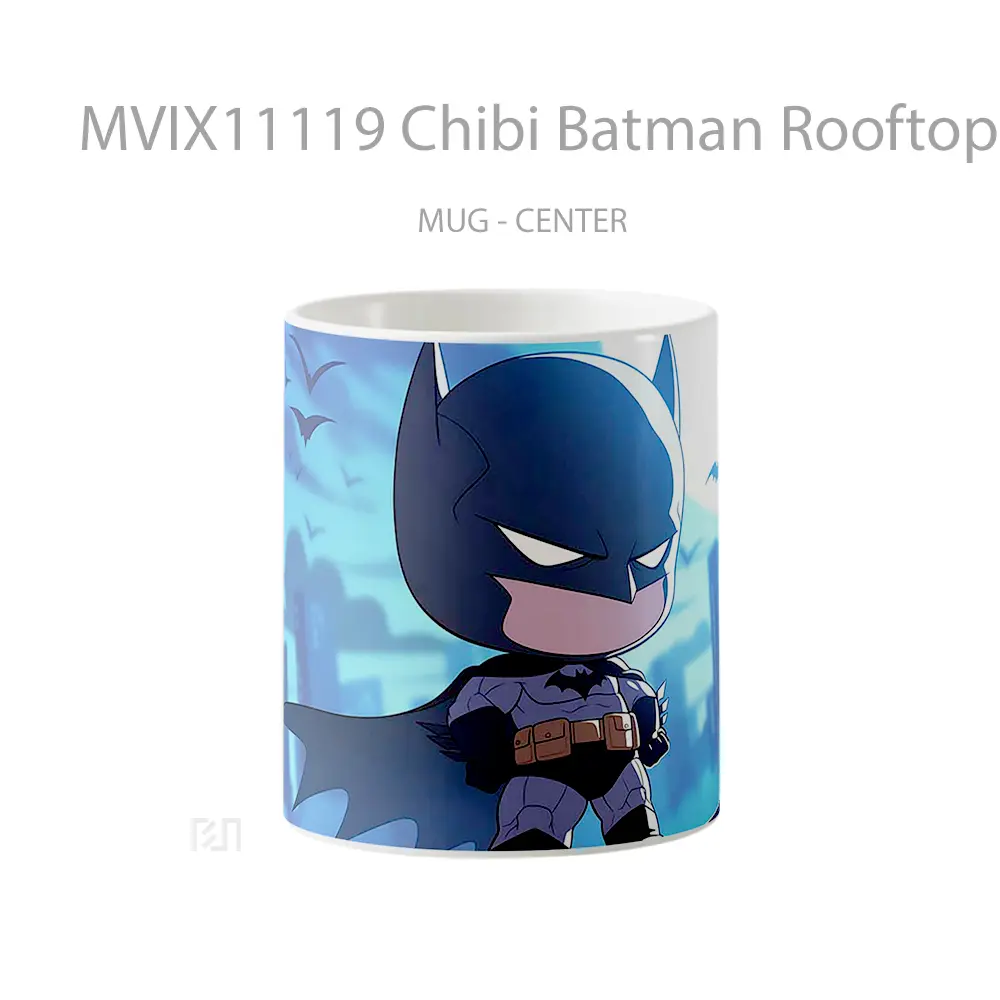 Mug Chibi Batman Rooftop Silhouette Gelas Keramik Koleksi Superhero