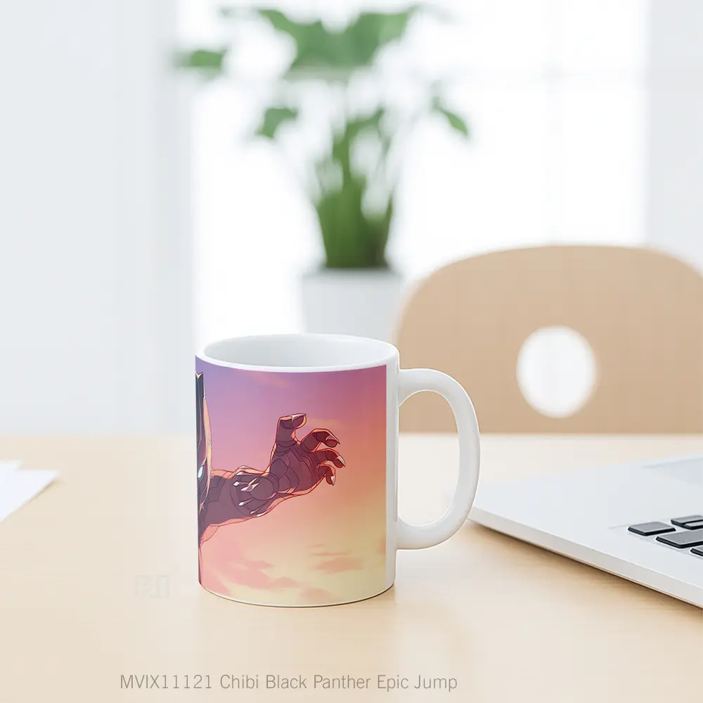 Mug Chibi Black Panther Epic Jump Mug Aesthetic Koleksi Spesial - All-side / Desain