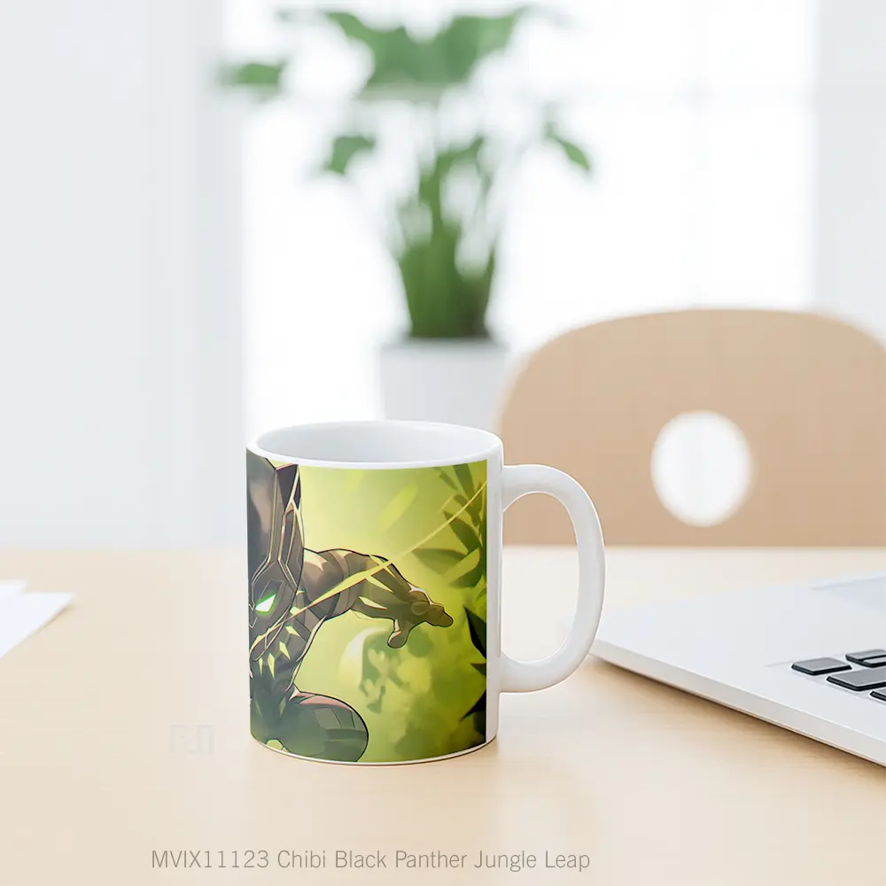Mug Chibi Black Panther Jungle Leap Koleksi Mug Limited Edition - All-side / Desain