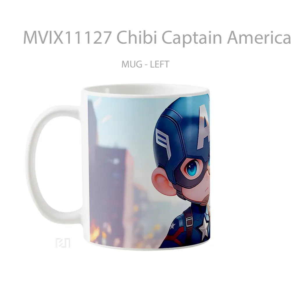 Mug Chibi Captain America City Background Hadiah Lucu dan Menarik - All-side / Desain