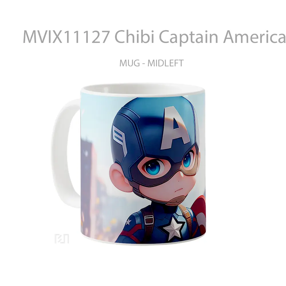 Mug Chibi Captain America City Background Hadiah Lucu dan Menarik - All-side / Desain