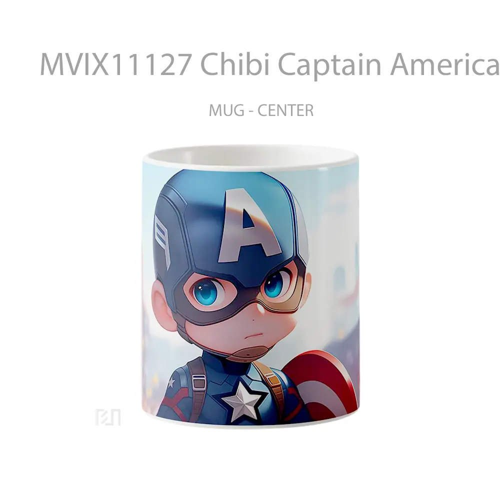 Mug Chibi Captain America City Background Hadiah Lucu dan Menarik