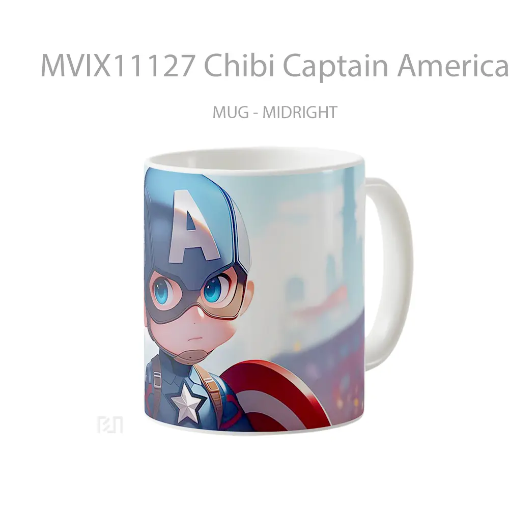 Mug Chibi Captain America City Background Hadiah Lucu dan Menarik - All-side / Desain