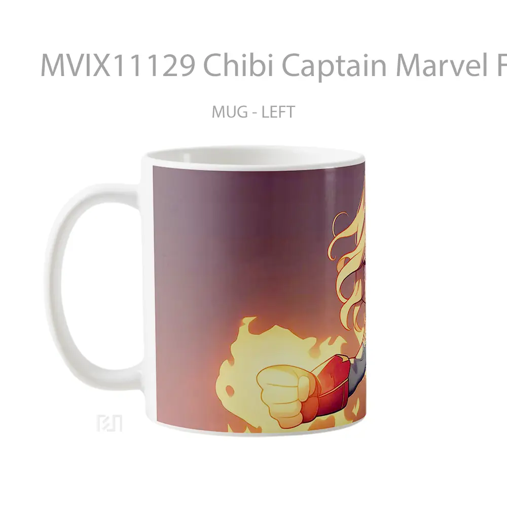 Mug Chibi Captain Marvel Fire Fist Koleksi Mug Film dan Komik - All-side / Desain