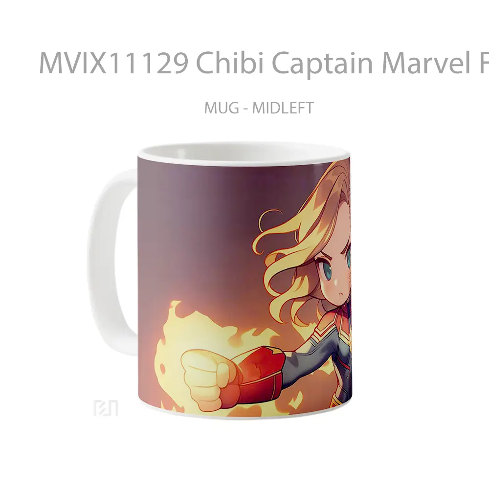 Mug Chibi Captain Marvel Fire Fist Koleksi Mug Film dan Komik - All-side / Desain