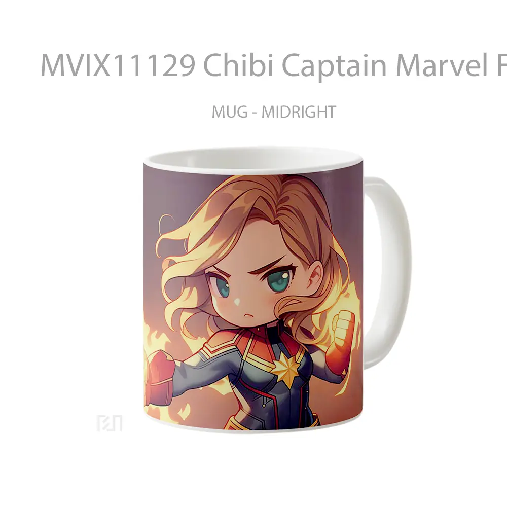 Mug Chibi Captain Marvel Fire Fist Koleksi Mug Film dan Komik - All-side / Desain