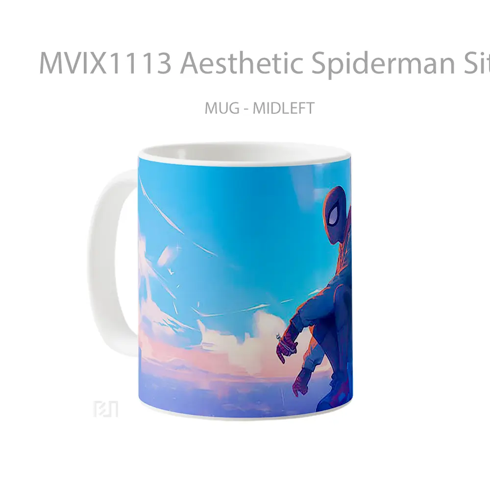 Mug Aesthetic Spiderman Sitting At Window Koleksi Mug Film dan Komik - All-side / Desain