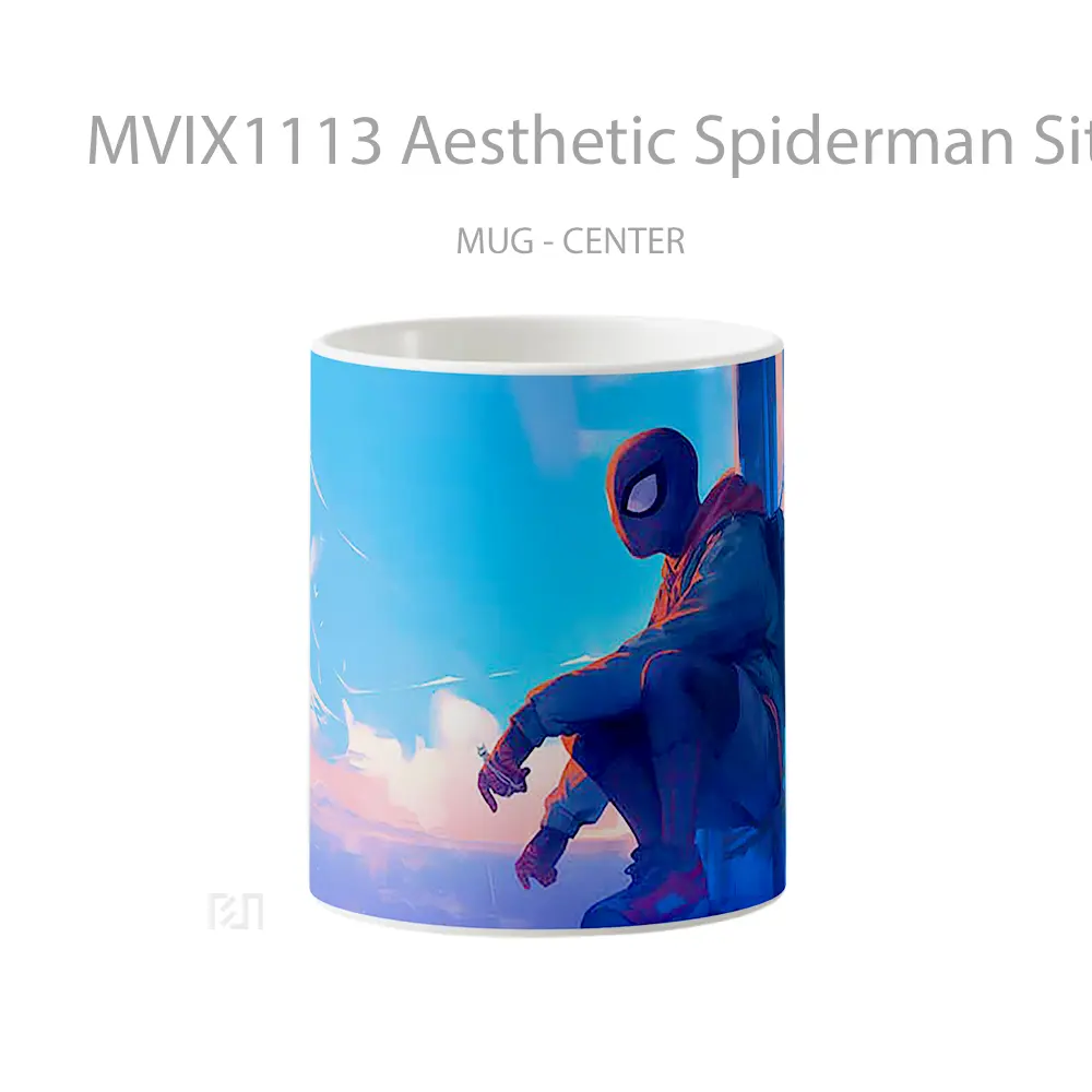Mug Aesthetic Spiderman Sitting At Window Koleksi Mug Film dan Komik