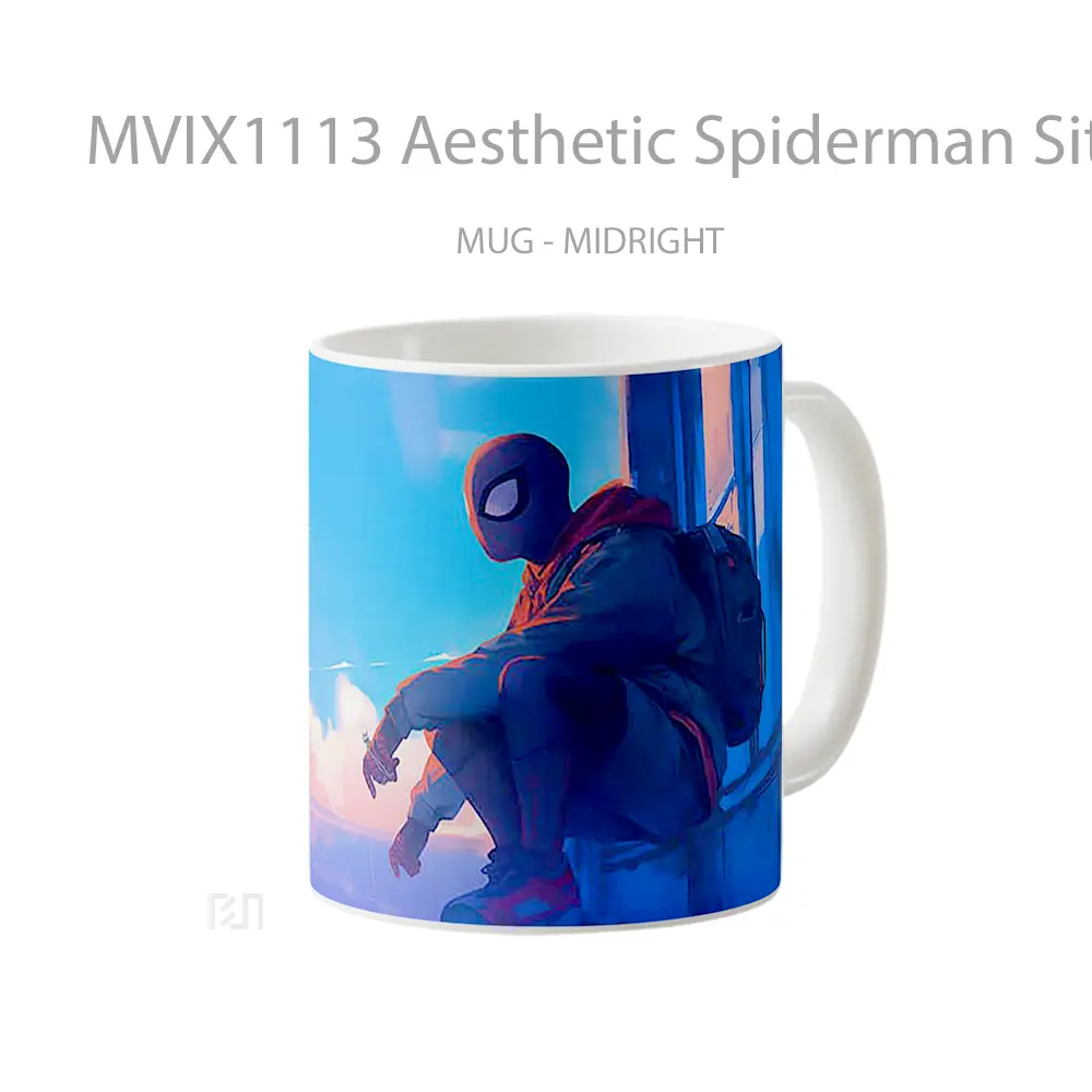 Mug Aesthetic Spiderman Sitting At Window Koleksi Mug Film dan Komik - All-side / Desain