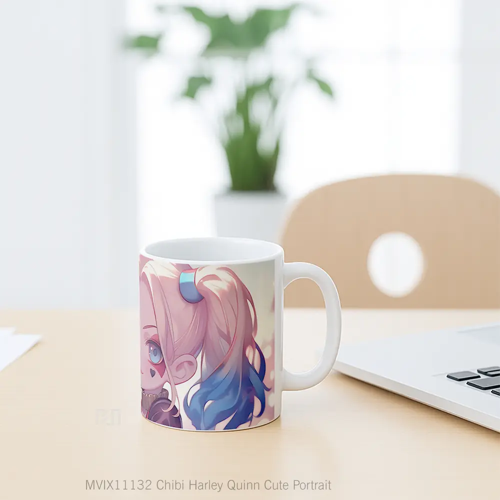 Mug Chibi Harley Quinn Cute Portrait Mug Aesthetic Koleksi Spesial - All-side / Desain
