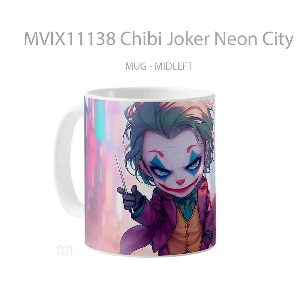 Mug Chibi Joker Neon City Koleksi Mug Film dan Komik - All-side / Desain