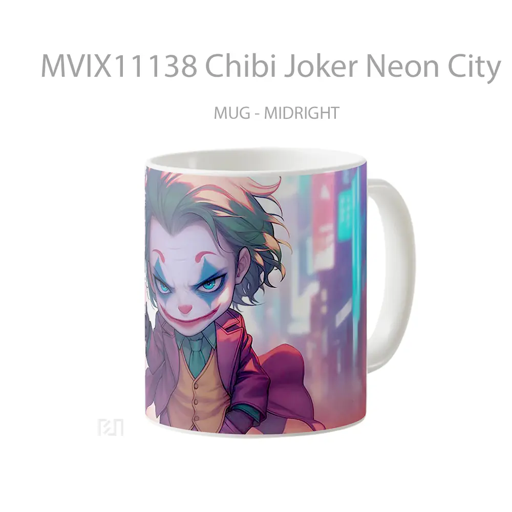 Mug Chibi Joker Neon City Koleksi Mug Film dan Komik - All-side / Desain