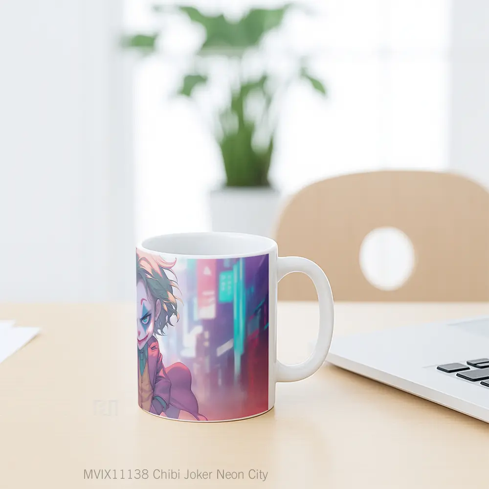 Mug Chibi Joker Neon City Koleksi Mug Film dan Komik - All-side / Desain